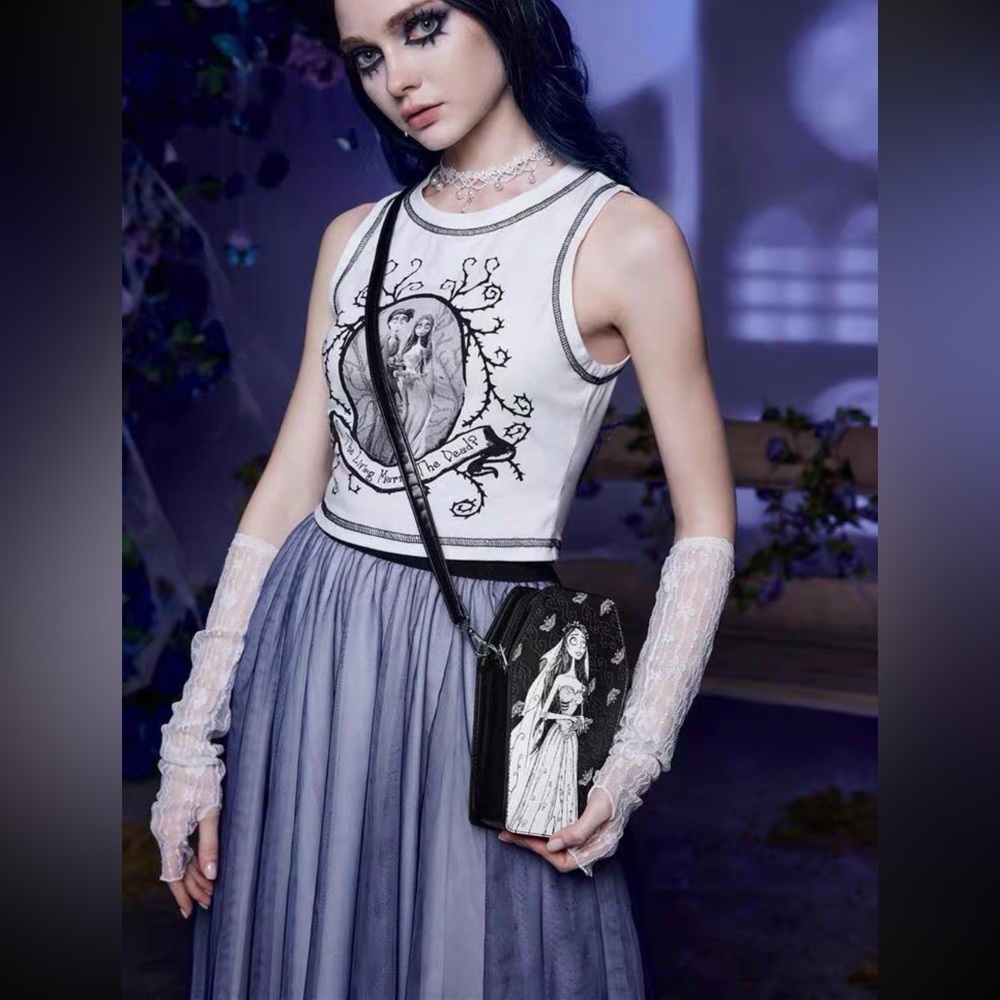 Romwe Black and White Coffin-Shaped Bag
